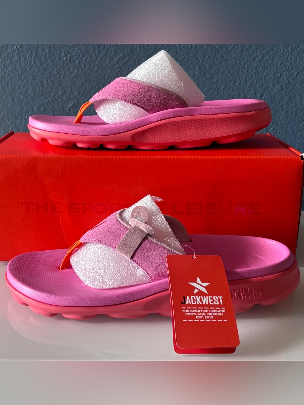 Jackwest Women's Mexico Flip Flops - Sweet Melon/Punch Pink Size 9 NWT